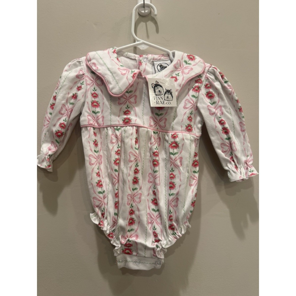 NWT girl toddler Finn + Rae Bow Floral Bubble Size 9 Months